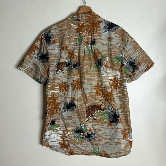 Vtg rusty mens cotton button down tiger all over print casual retro shirt size L - Picture 11 of 12